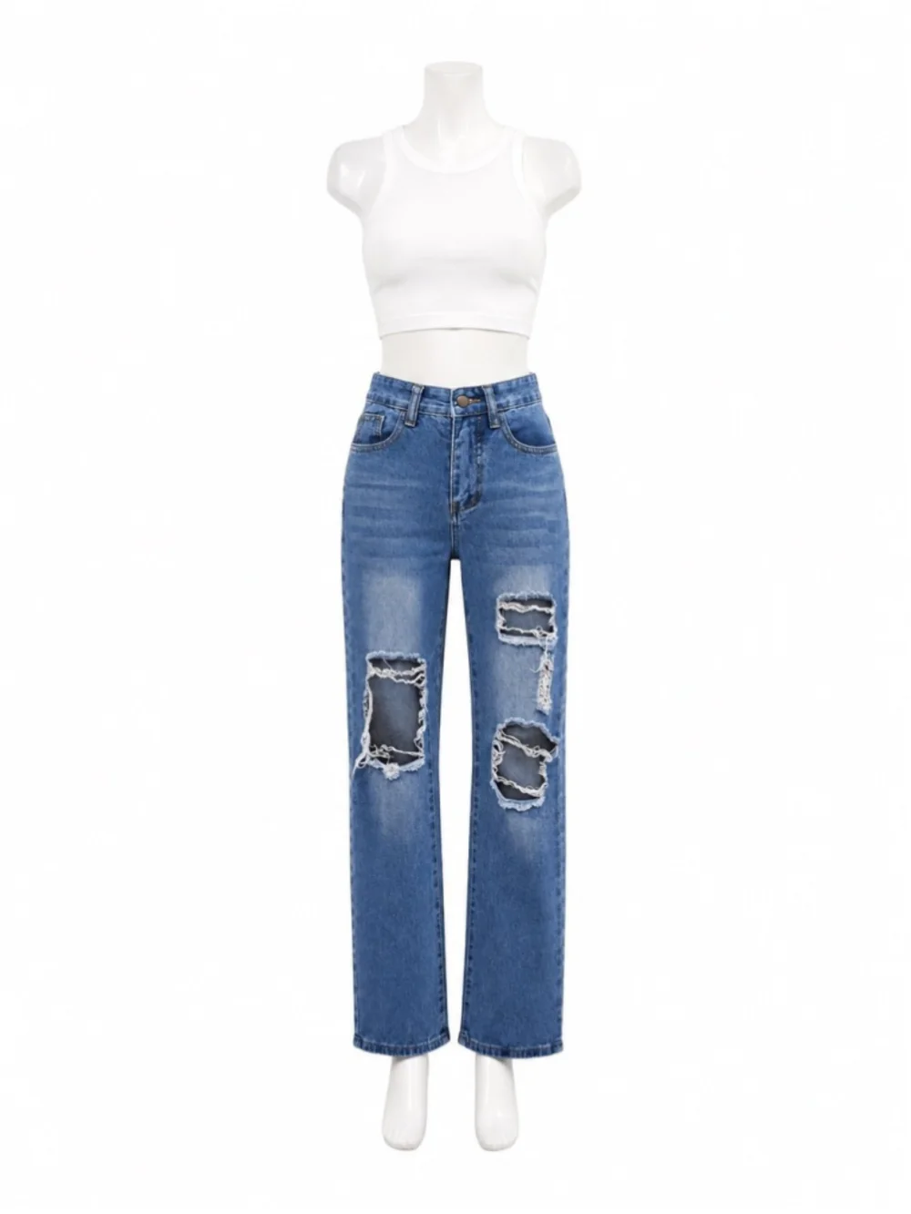 High-Rise Vintage Baggy Denim Jeans distressed skater punk